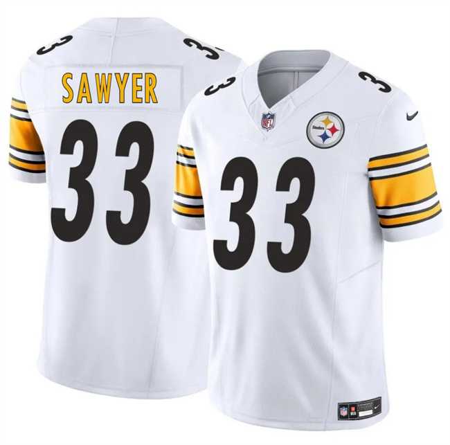 Men & Women & Youth Pittsburgh Steelers #33 Jack Sawyer White 2025 Draft F.U.S.E. Vapor Limited Stitched Jersey